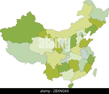 Carte politique modifiable très détaillée avec couches séparées. Chine. Illustration de Vecteur