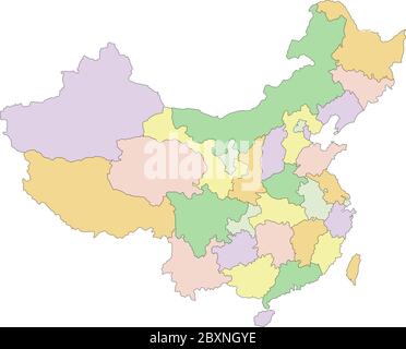 Chine - carte politique modifiable très détaillée. Illustration de Vecteur