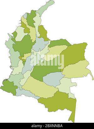 Carte politique modifiable très détaillée avec couches séparées. Colombie. Illustration de Vecteur