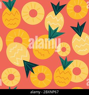 Illustration d'arrière-plan colorée et sans couture de motif vectoriel avec ananas Illustration de Vecteur