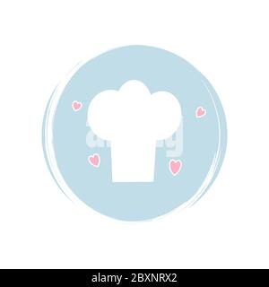 Illustration vectorielle du logo de l'icône du chapeau de chef sur un cercle avec texture de pinceau pour mettre en évidence l'histoire des médias sociaux Illustration de Vecteur