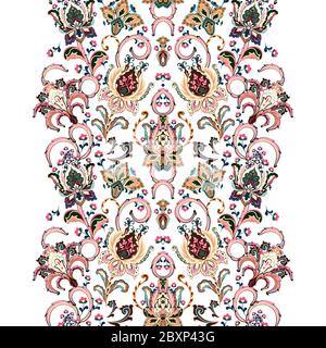 Bordure sans couture avec fleurs baroques décoratives. Vecteur. Couleurs pastel Illustration de Vecteur