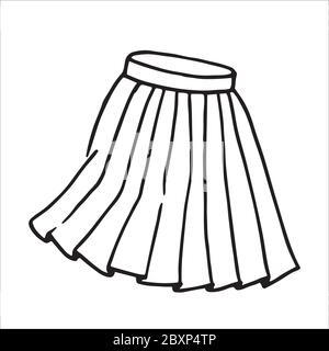 Main dessinée femmes jupe Doodle isolé sur fond blanc Illustration de Vecteur