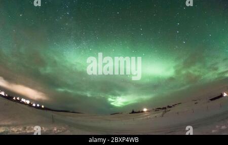 Aurora Borealis ou mieux connu sous le nom de la lumière du nord au cercle d'or, de l'Islande Banque D'Images