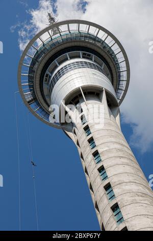 Le SkyJump de la Sky Tower, Auckland, Nouvelle-Zélande Banque D'Images