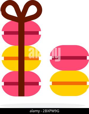 Macarons vecteur de conception de matériau plat objet isolé sur fond blanc. Illustration de Vecteur