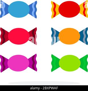 Emballage de bonbons vecteur plat conception de matériau objet isolé sur fond blanc. Illustration de Vecteur