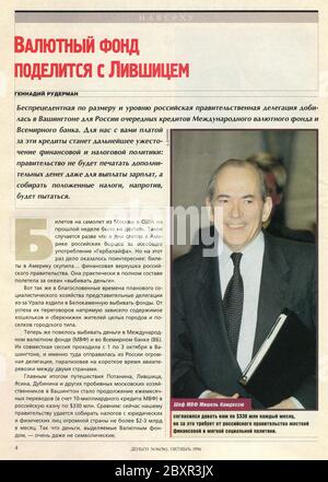 The Inside of Russian magazine 'Money', octobre 1996. Banque D'Images