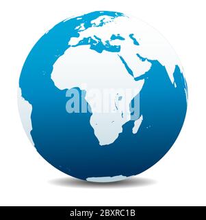 Afrique, Arabie. Icône carte vectorielle du globe terrestre, Terre. Tous les éléments se trouvent sur des calques individuels dans le fichier vectoriel. Illustration de Vecteur