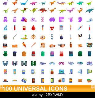 100 icônes universelles set. Cartoon illustration de 100 icônes universelles vector set isolé sur fond blanc Illustration de Vecteur