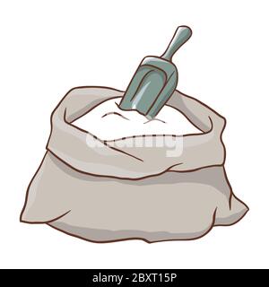Illustration d'un sac de farine avec une pelle. Illustration de Vecteur
