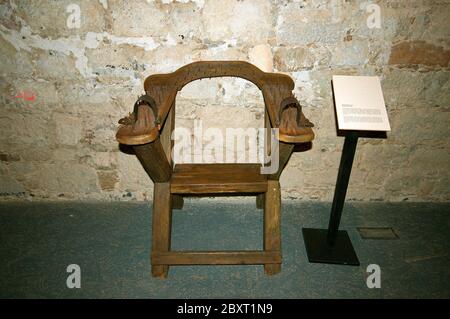 WIches Président, outil de torture au Musée du château de Ljubljana, Ljubljana, Slovénie Banque D'Images