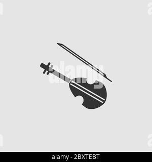 Icône de violon plate. Pictogramme noir sur fond gris. Symbole d'illustration vectorielle Illustration de Vecteur