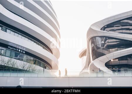 Beijing, Dongcheng District / Chine : architecture spectaculaire du Galaxy Soho par Zaha Hadid Banque D'Images