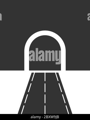 Tunnel routier. Icône noire plat sur fond blanc Illustration de Vecteur