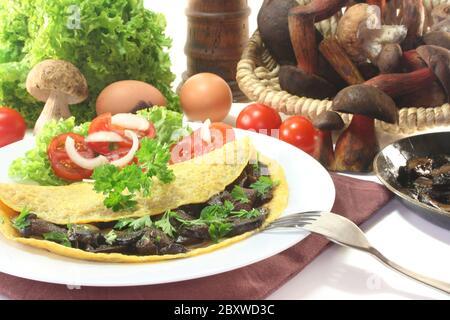 Omelette aux champignons Banque D'Images