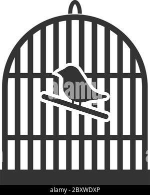 Cage à oiseaux. Icône noire plat sur fond blanc Illustration de Vecteur