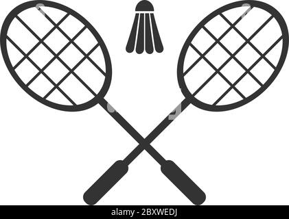 Badminton. Icône noire plat sur fond blanc Illustration de Vecteur