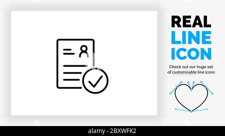 Icône de ligne modifiable d'un CV avec un checkbo Illustration de Vecteur