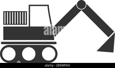 Pelle hydraulique. Icône noire plat sur fond blanc Illustration de Vecteur