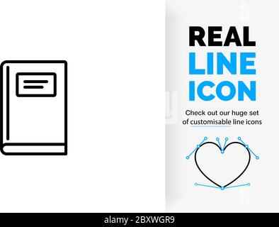 icône de ligne réelle modifiable d'un bloc-notes Illustration de Vecteur