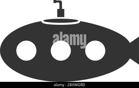 Sous-marin avec periscope. Icône noire plat sur fond blanc Illustration de Vecteur