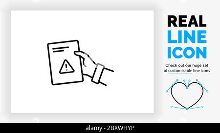 Icône de ligne modifiable d'une personne donnant un document d'avertissement Illustration de Vecteur