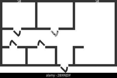 Plan de la maison. Icône noire plat sur fond blanc Illustration de Vecteur