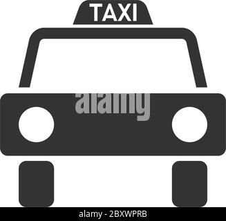 Taxi. Icône noire plat sur fond blanc Illustration de Vecteur