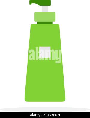 Gel douche dans l'emballage avec le distributeur Vector Flat matériau design objet isolé sur fond blanc. Illustration de Vecteur