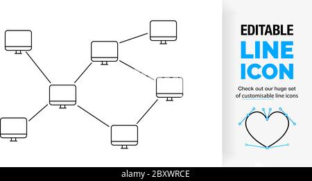 Icône de ligne modifiable d'un réseau informatique Illustration de Vecteur