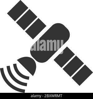 Satellite. Icône noire plat sur fond blanc Illustration de Vecteur