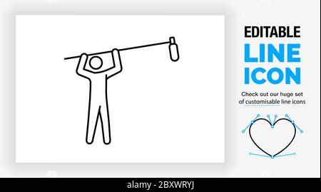 Icône de ligne modifiable d'un homme ou d'un ingénieur du son qui enregistre un microphone Illustration de Vecteur
