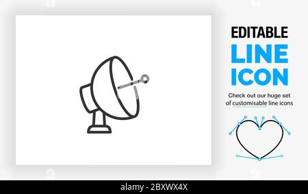 Icône de ligne modifiable d'une antenne parabolique Illustration de Vecteur