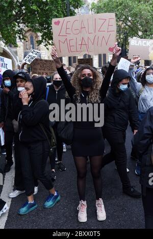 Black Lives Matter Vauxhall à Whitehall March, Londres, Royaume-Uni, 07 juin 2020. Crédit : Alamy News Banque D'Images