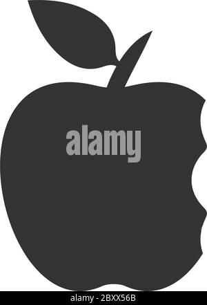 Mordez la pomme. Icône noire plat sur fond blanc Illustration de Vecteur