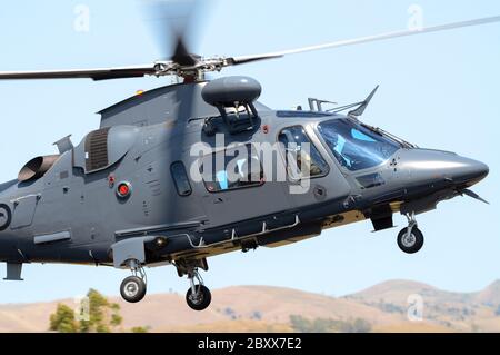 Agusta Westland A109 LUH militaire LUH Light Utility hélicoptère de la Royal New Zealand Air Force. Militaire RNZAF. Système de protection contre les frappes de fil Banque D'Images