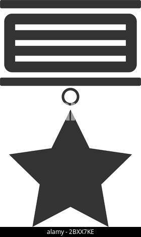 Médaille. Icône noire plat sur fond blanc Illustration de Vecteur