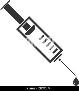 Vaccination. Icône noire plat sur fond blanc Illustration de Vecteur