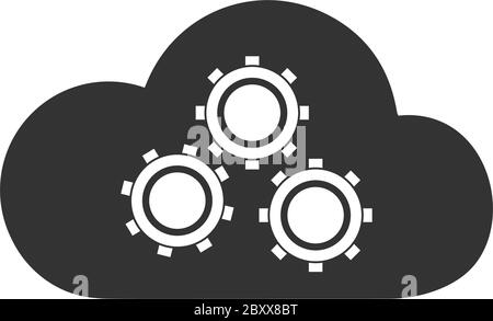 Préférences de stockage dans le Cloud. Icône noire plat sur fond blanc Illustration de Vecteur