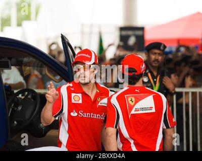 Formule 1, GP Malaisie, Sepang, avril 10 2011. Fernando Alonso et Felipe Massa, équipe de Scuderia Ferrari Banque D'Images