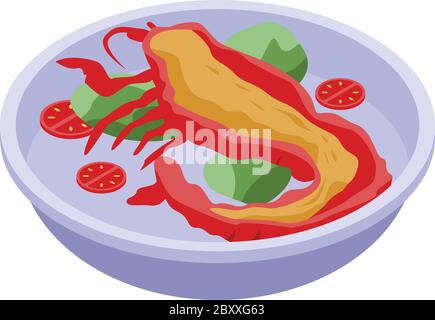 Icône salade de homard, style isométrique Illustration de Vecteur