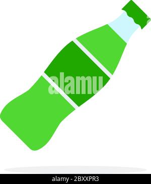 Boisson verte sucrée dans une bouteille en plastique vecteur plat isolée Illustration de Vecteur