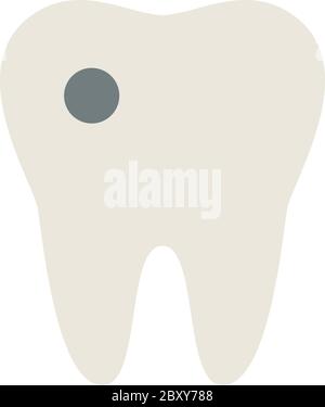 Dent molaire avec icône vecteur de caries isolée plate Illustration de Vecteur