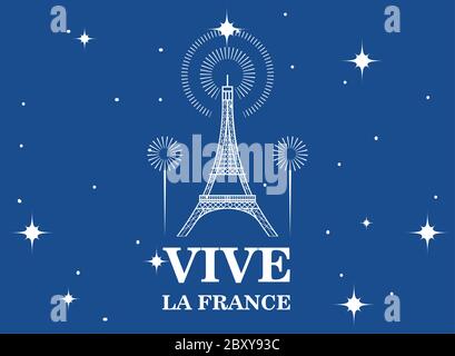 Bannière pour la journée nationale française, label vive la france vector illustration design Illustration de Vecteur