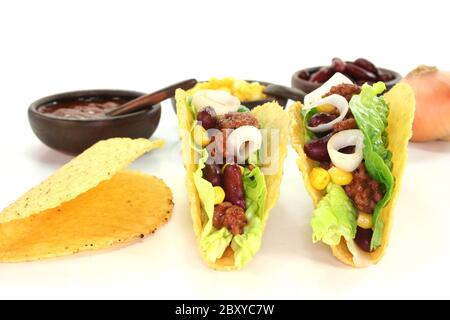 tacos mexicains avec bœuf haché Banque D'Images