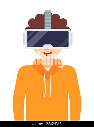 Lunettes de réalité virtuelle Drone sans fil vecteur icône isolé à plat. Illustration de Vecteur