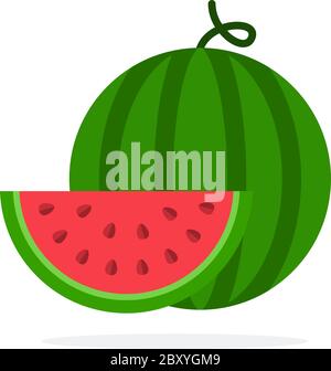 La pastèque et une tranche de melon d'eau Illustration de Vecteur