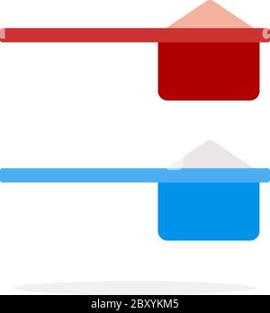 Cuillères à mesurer bleues et rouges pour vitamines sportives isolées à plat Illustration de Vecteur
