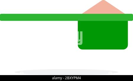 Cuillère de mesure en plastique vert pour nutrition sportive isolée à plat Illustration de Vecteur